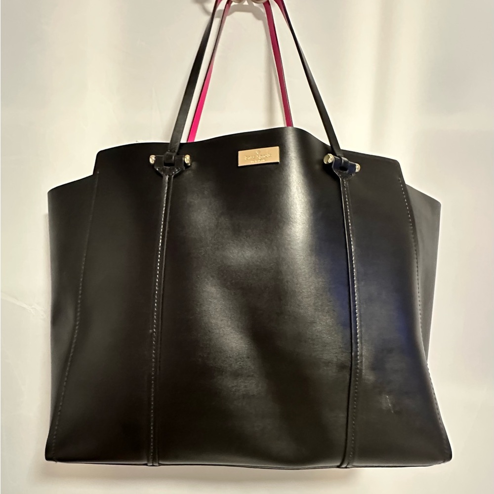 Kate Spade Large Arbour Hill Elodie Leather Tote - Black with Pink Interior